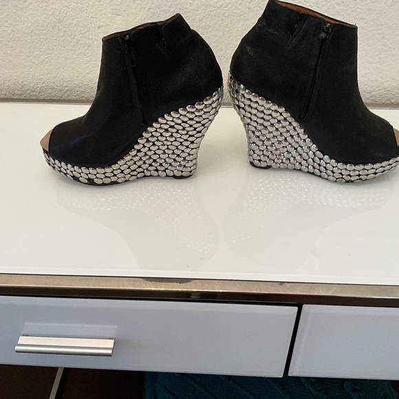 JEFFERY CAMPBELL HAVANA LAST WEDGE STUDDED PEEP TOE BOOTE 7.5 ♥️😍 - Picture 1 of 16